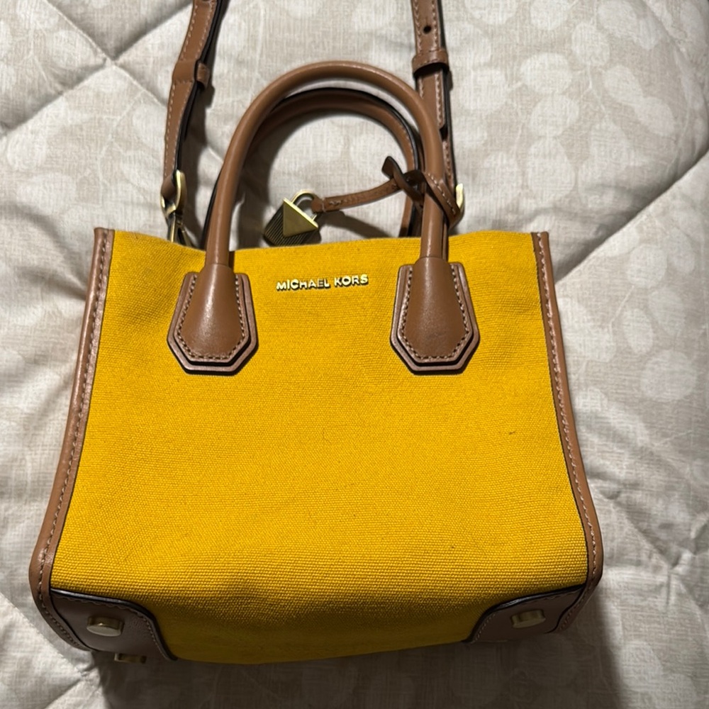 Michael Kors Yellow Canvas Mercer Messenger Bag